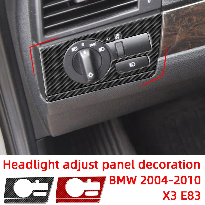 

Headlight Adjust Panel Decoration Patch Carbon Fiber Car Stickers For BMW 2004-2010 X3 E83 Interior Accessories