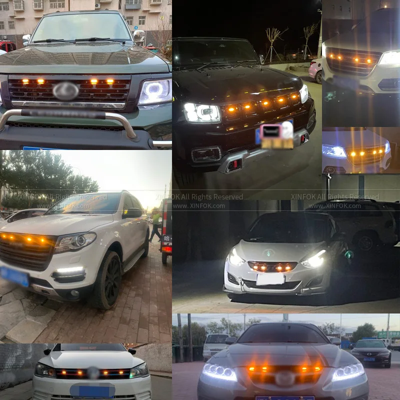 Car LED Front Grille Light Raptor Style Grill Smoke LED Amber white Lamp for Ford F150 2004-2019 for Ford Raptor 2004-2019 images - 6