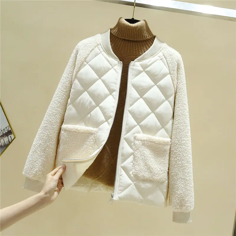 Women Spring Autumn Jacket Lamb Fur Parkas Short Women Coats And Jacket Plus Size Parka Mujer Slim Winter Jacket  Spring Parkas