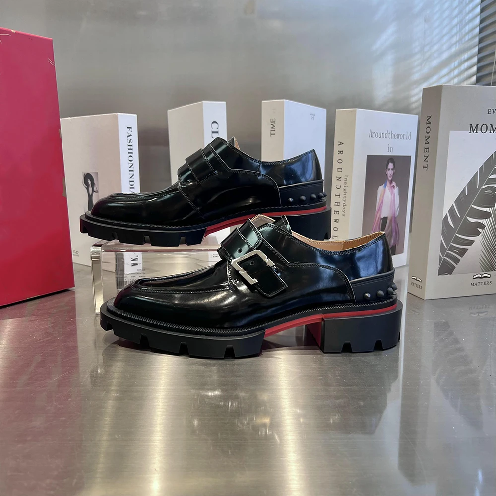 

2023 Luxury Design Brand Men Genuine Leather Pointed Office Black Shoes Male Casual Red Bottom Flat Low Top Wedding Formal Shoes