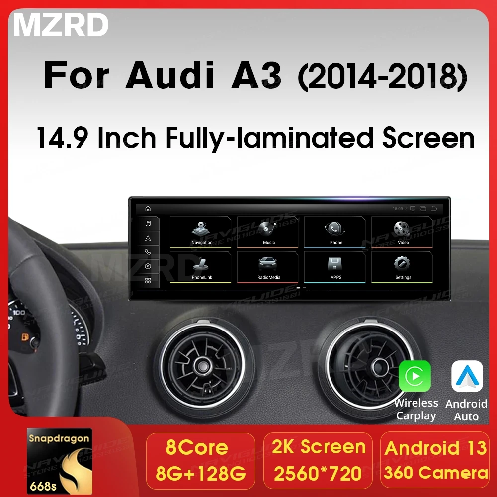 MZRD 14 9 'ɺndroid13 Автомобильный радиоприемник для Audi A3 2014-2018 GPS Стерео