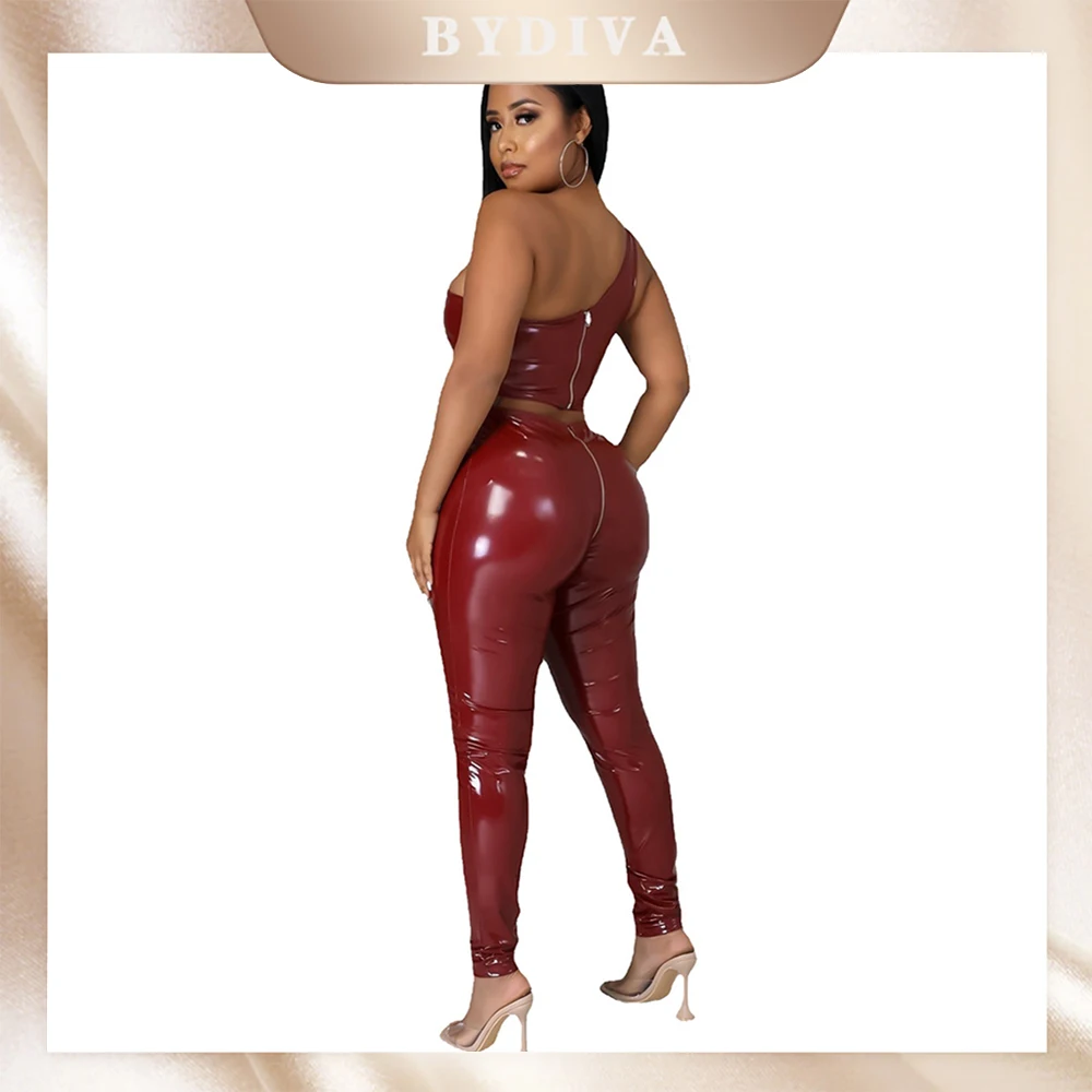 BYDIVA искусственная кожа сексуальный на одно плечо без рукавов необычный жилет