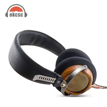OKCSC M2 Headsets 57MM Speaker Semi-Open-Back HIfi Olive Wooden Headphones With 5N OCC Plated Silver DIY 3.5mm Replacement Cable 1