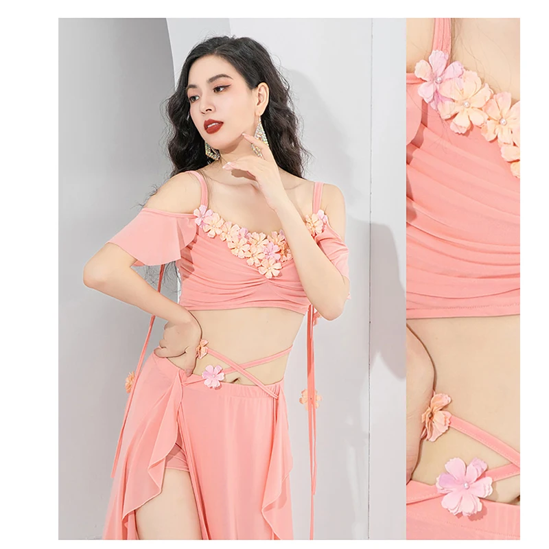 Женский костюм для танца живота комплект из 2 предметов сетчатый с топом и