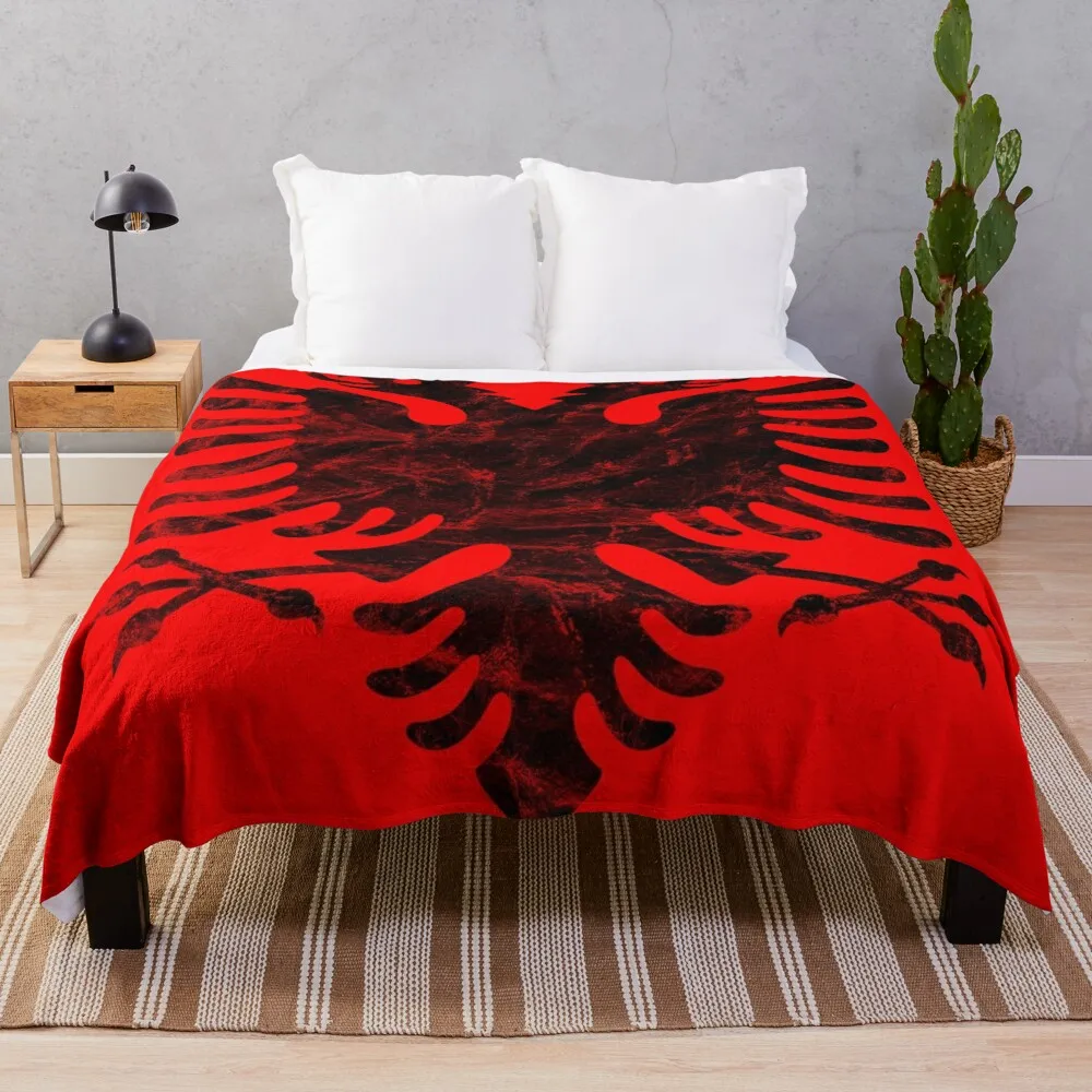 

Albania Flag Throw Blanket Sofa Quilt Thin Blankets Blanket For Sofa Flannel Fabric