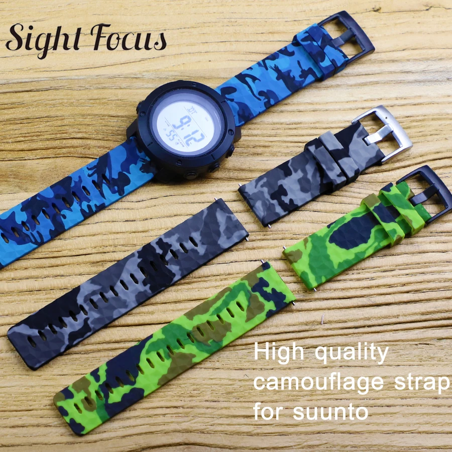 24mm Camouflage Silicone Watch Band for Suunto 7 Spartan Sport Watch Strap compatible ,Suunto 9,Traverse,D5 diving Army Bands