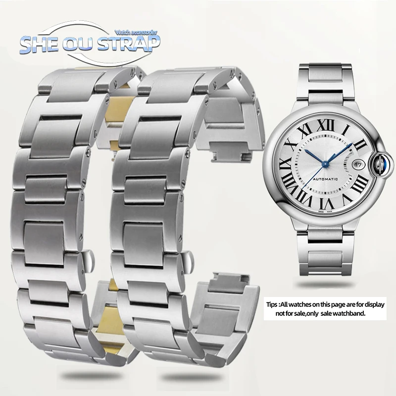 Фото Мужской и женский ремешок для часов из нержавеющей стали для Cartier, синий воздушный шар, ремешок для часов, браслет 14-8 мм, 16-8 мм, 18-11 мм, 20-12 мм, 22-14 мм №1