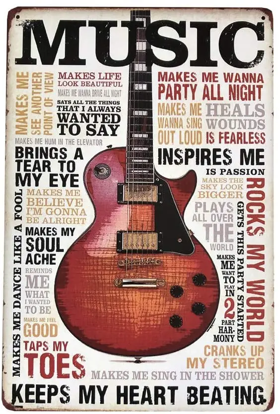 

Music Metal Tin Sign Retro Vintage Wall Plaque Poster for Cafe Bar Bedroom Wall Decor 12x8 Inch