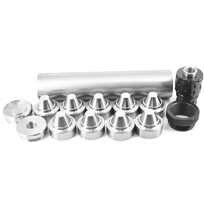 

7.8''L 1.5"OD Skirted Cone Cups Stainless Steel 17-4 Solvent Trap Tube + 1/2-28, 5/8-24, .578x28, 9/16x24, 13.5x1LH Booster