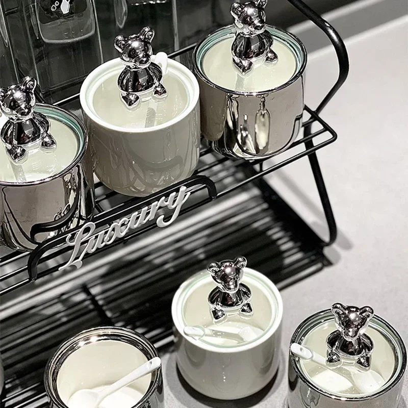 Стеклянный органайзер для специй контейнер соли перца скандинавских приправ