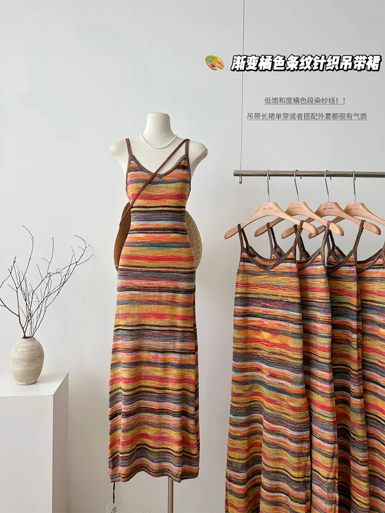 

2023 New Elegant Color Dress Y2K Women Sexy High Street Sleeveless Robe 90S Vestidos Fashion Vintage Tunic Spaghetti Straps