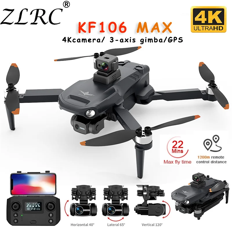

ZLRC Новый Квадрокоптер KF106 Max 8K профессиональный фотоаппарат с Wi-Fi HD-камерой противоударный 3-осевой карданный бесщеточный двигатель Радиоуп...