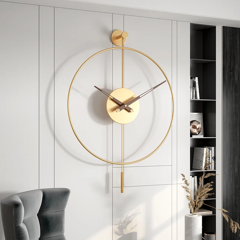 

Nordic Style Wall Clocks Modern Design Metal Round Wall Clock Pendulum Bedroom Silent Mechanism Reloj Pared Room Decorarion