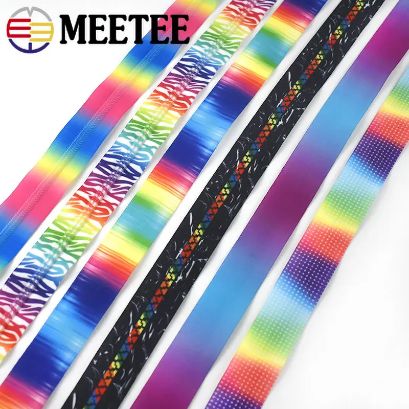 

Meetee 5Meters 5# Printed Nylon Zippers For Jacket Bag Purse Plastic Decoration Zipper Repair Kit DIY Luggage Sewing Accessories