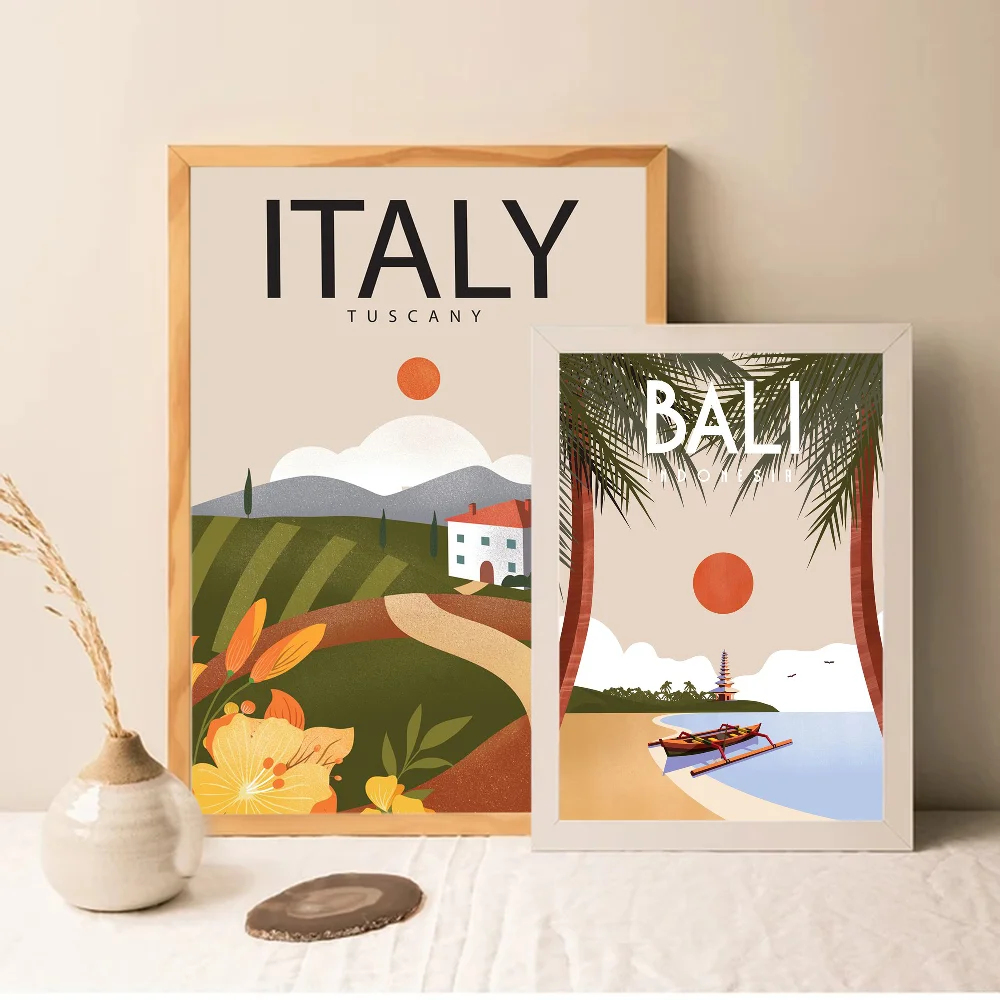 Canada Italy Mexico Colombia Greece Lisbon Bali Malta Ireland Brazil Travel City Classic Vintage Posters Decoracion Room Decor