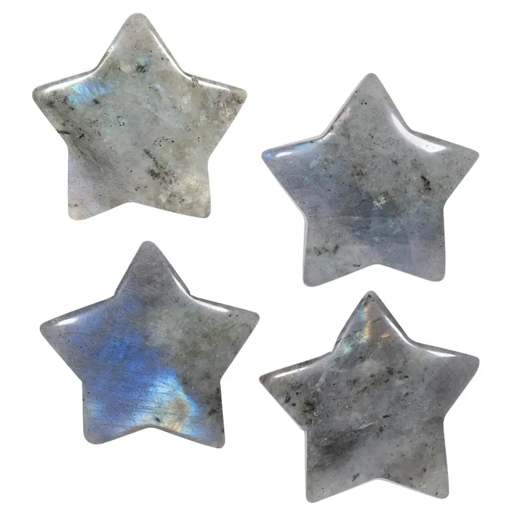 4pcs/lot Natural Rock Quartz Mini Star Shape Worry Stone Reiki Healing Crystal Pocket Stone For Jewelry Making Chakra Balancing