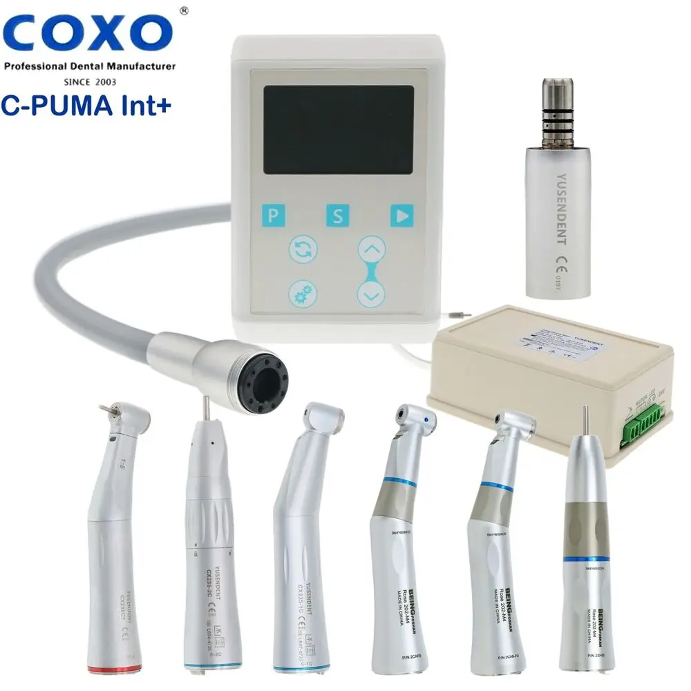 COXO Dental Electric LED Micro Motor Fiber Optic 1:5 1:1 Contra Angle