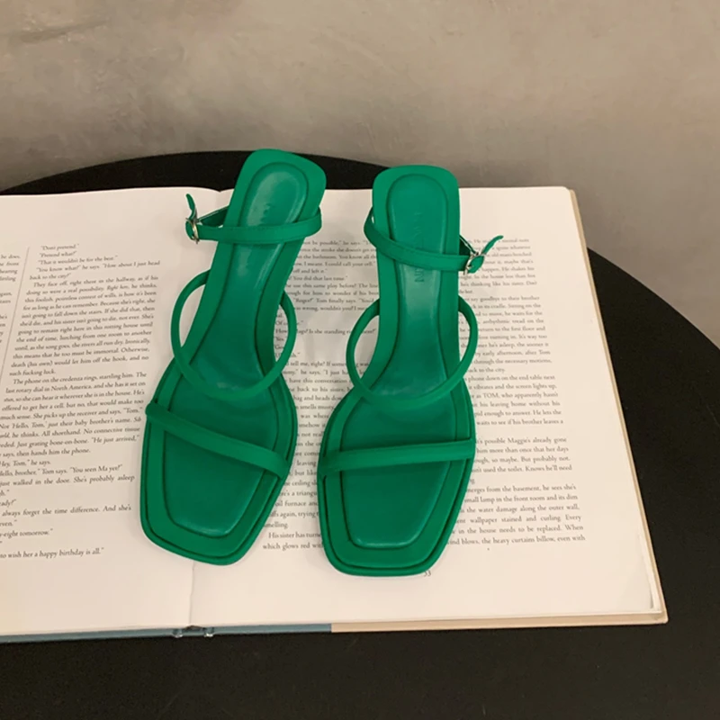

2023 New Summer Band Women Sandals Fashion Narrow Band Ankle Strap Ladies Gladiator Shoes Thin High Heel Dress Pumps Woman