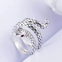 retro punk snake ring for men women exaggerated antique fashion personality stereoscopic opening adjustable siver color rings