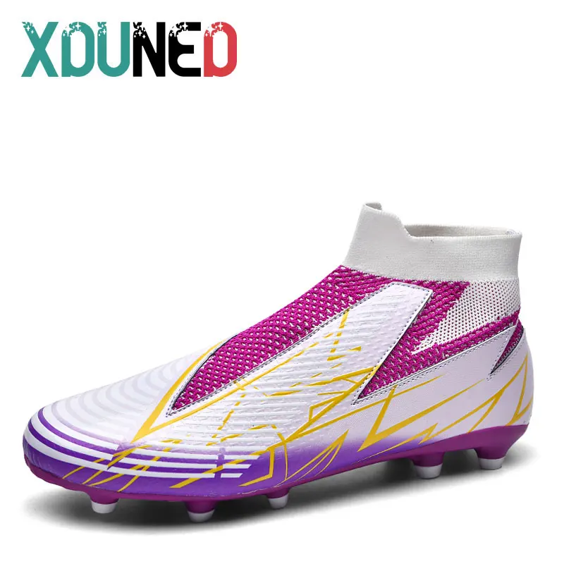 

Men Football Boots Soccer Cleats Boots Long Spikes TF Spikes Ankle High Top Sneakers Soft Indoor Turf Futsal Soccer Shoes 36-45