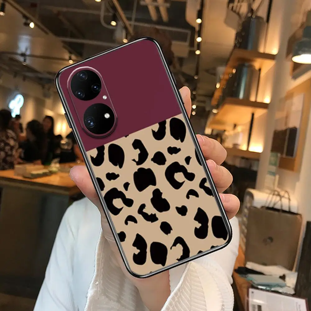 Модный чехол для телефона с леопардовым принтом Huawei p50 P40 p30 P20 10 9 8 Lite E Pro Plus черный