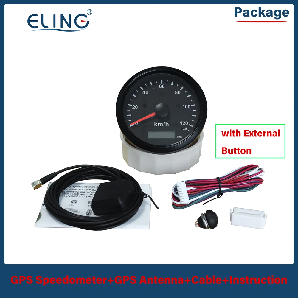 Фото ELING мотоцикл 85 мм GPS спидометр 0-125MPH 160MPH 0-200 км/ч сигнализация превышения скорости левый правый дальний свет с красной желтой подсветкой №3