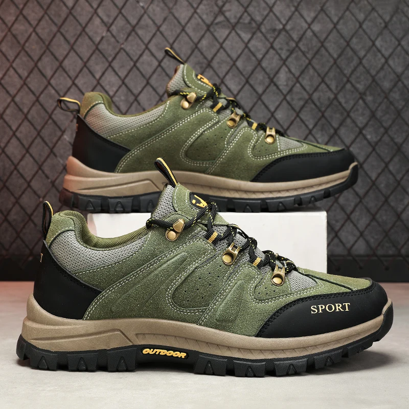 STRONGSHEN Men's Hiking Shoes Suede Leather Outdoor Climbing Shoes Wear-resistant Trekking Walking Hunting Tactical Sneakers