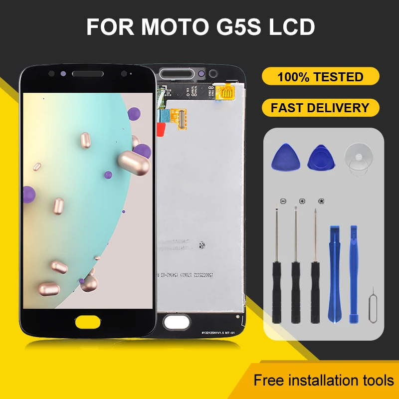 Бесплатная доставка, ЖК-дисплей 5,2 дюйма для Moto XT1793 для Moto G5S, сенсорный дигитайзер в сборе, экран XT1794 XT1792 с инструментами