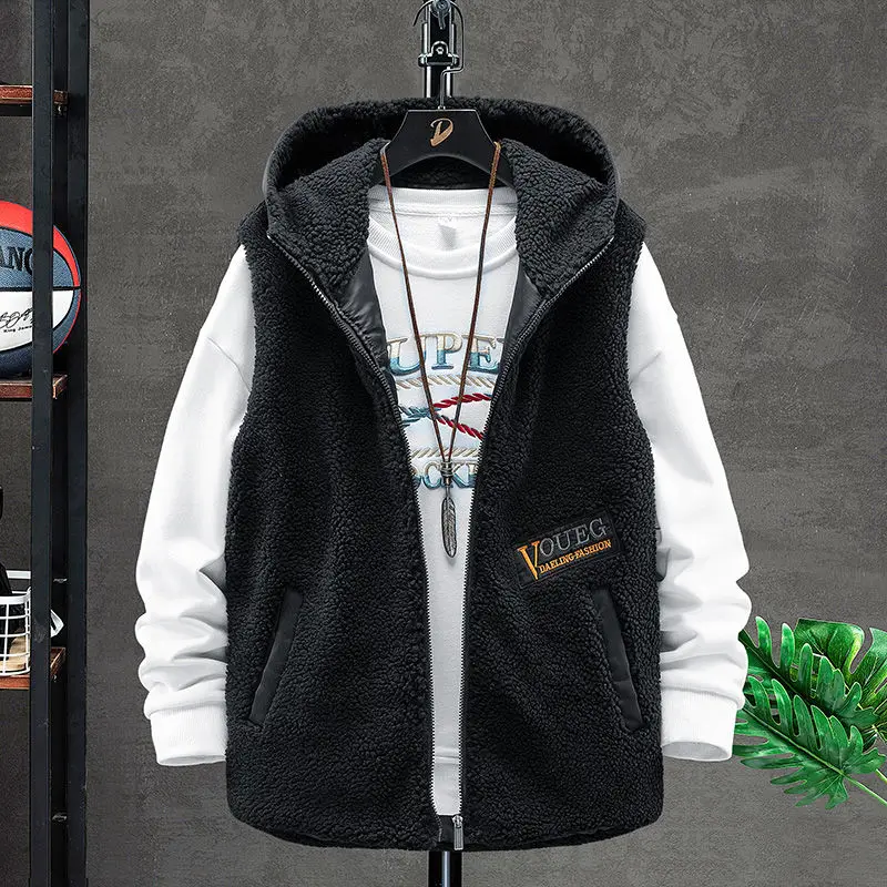 

Новинка, флисовые жилеты, безрукавка из ягненка, Мужская модная жилетка, Мужская одежда, осенние и зимние куртки, пальто без рукавов, жилет с подогревом