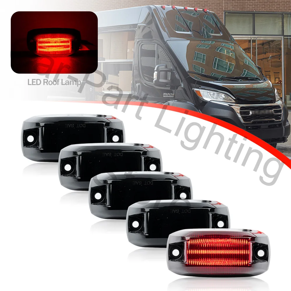 5pcs Cab Roof Lamps Housing Light Kit Front Lamp(Red) For RAM PROMASTER 1500 2500 3500 2014 2015 2016 2017 2018 2019 2020