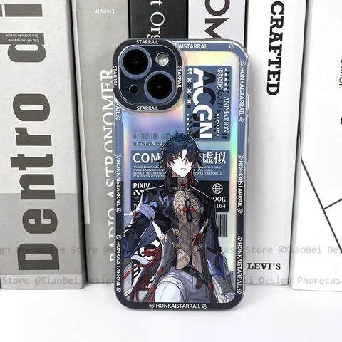 Honkai чехол для телефона с изображением звездного рельса лезвия угла глаз для IPhone 15 14 13 Pro Max Plus 12 11 Xr 2024 популярный лазерный прозрачный чехол
