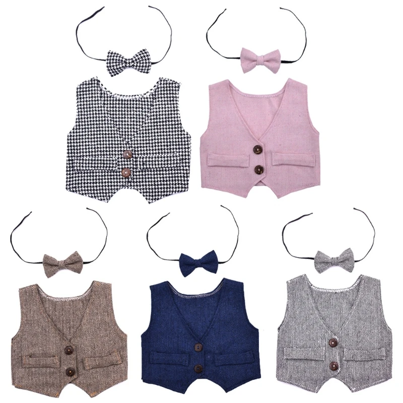 

Newborn Baby Kids Boy Vest Bow Tie Set Costume Photo Photography Prop Outfits