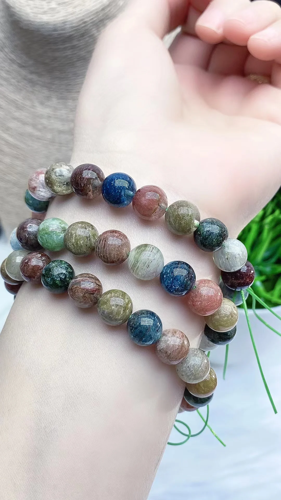

Natural phantom crystal Shi Ying energy gem bracelet Reiki healing gift