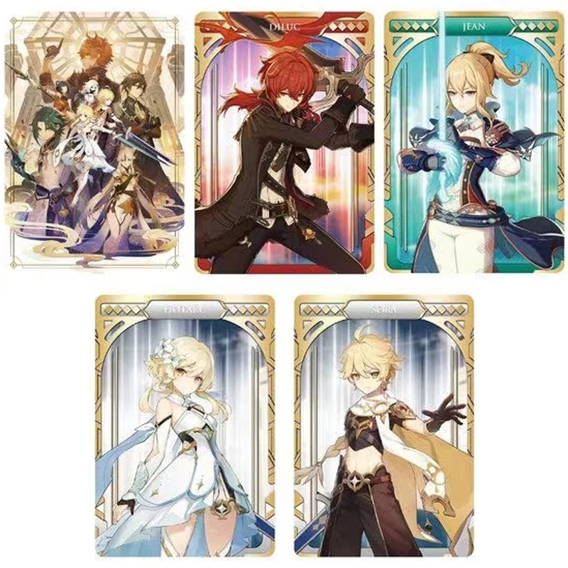 20 вещей/набор Bandai Genshin Оригинальная годовщина Еда Игровая карта Слепая коллекция Diluc Klee Keqing Подарок для поклонников
