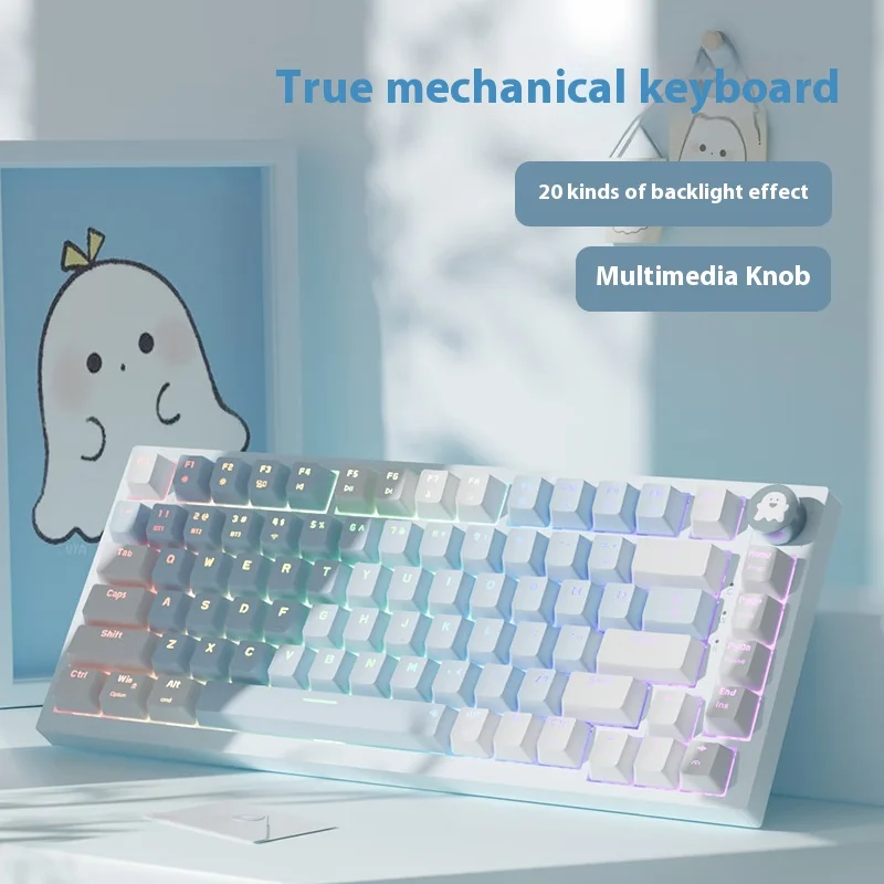 Проводная Механическая клавиатура AK82 2 4 ГГц Bluetooth три режима