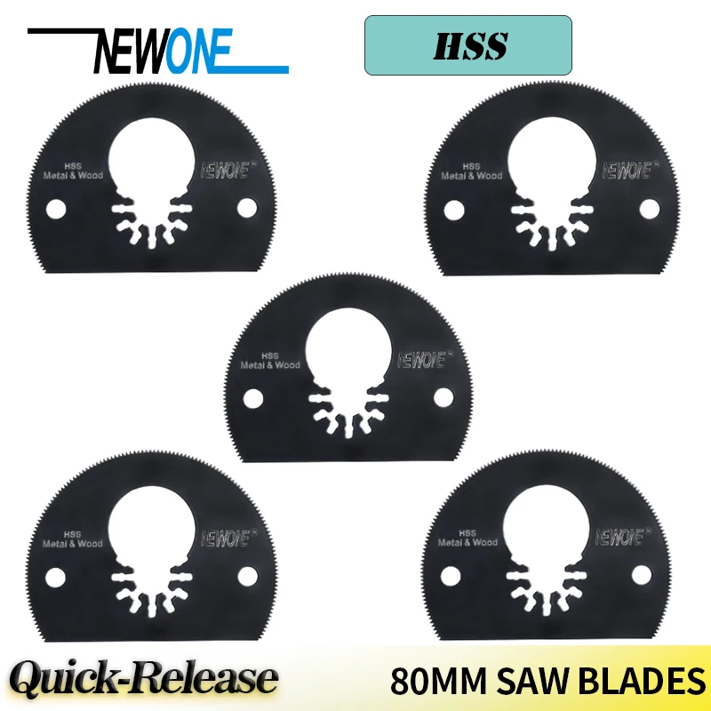 

NEWONE HSS Flat Semi circle 80mm Quick-change/Release Saw Blades fit Oscillating Tool multi-function tool for Cutting Metal/Wood