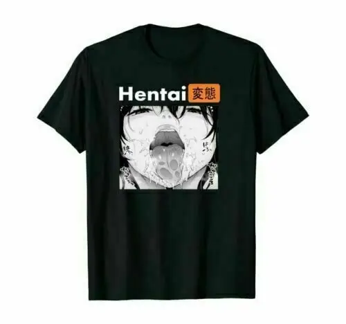 

Manga Ahegao Anime Retro T-Shirt Funny Black Tee Gift Trend For Men