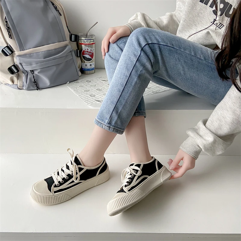 New Thick Soled Canvas Shoes for Women New Spring and Autumn Versatile Shoes Casual Sports Shoes Retro Board Shoes