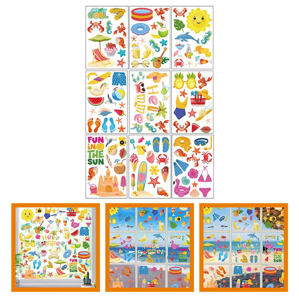 

Window Stickers Clings Summer Sticker Party Fruit Wall Beach Pool Decor Home Luau Decals Favors Gel Static Swimwear Decorations