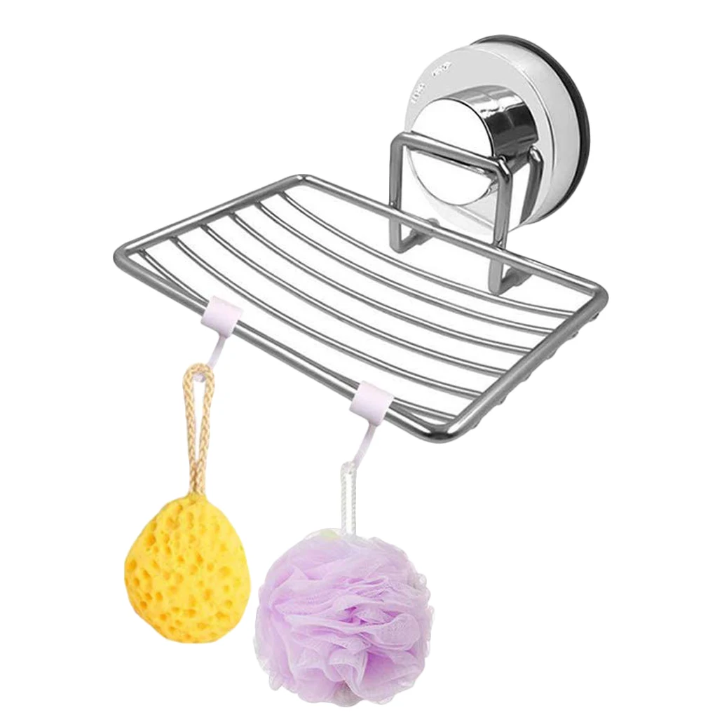 

Stainless Steel Soap Rack Vacuum Suction Shower Sponge Shelf Holder for Bathroom Kitchen Sink