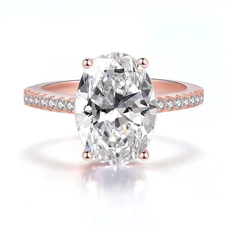 

Rose Gold 925 Sterling Silver Jewelry Simulation Diamond Oval Radiant Diamond 9 Carat Wedding Ring