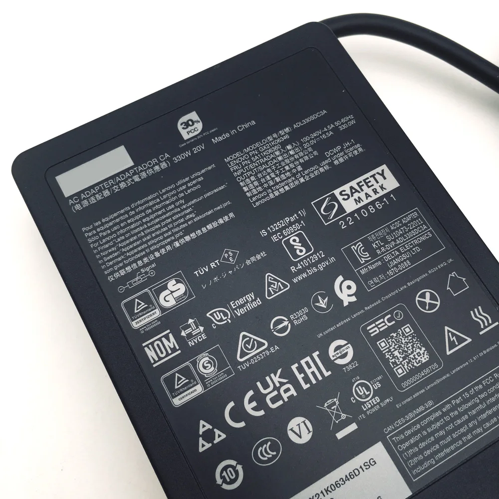 Фото Оригинальное тонкое зарядное устройство питания 330 Вт, 20 В, 16,5 А для Lenovo Legion pro 9 7 7i 5i 5 ADL330SDC3A адаптер переменного тока №4