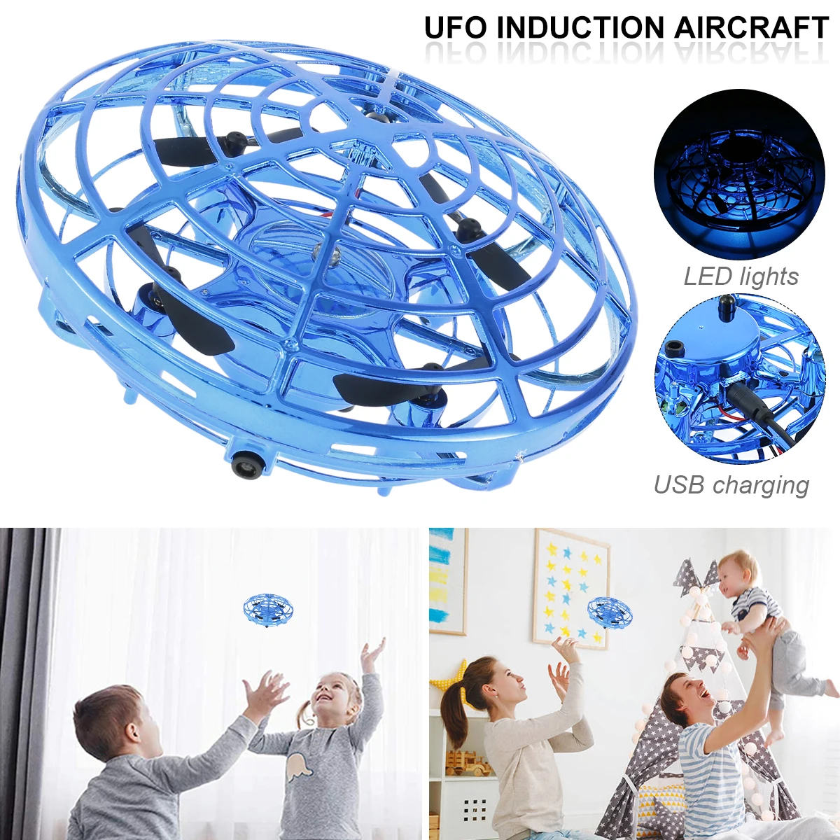 

Hand-controlled Flying Spinner Automatic Obstacle Avoidance 360° Rotation Drone Flying Toy Flying Ball w/ Cool LED Spinner Drone