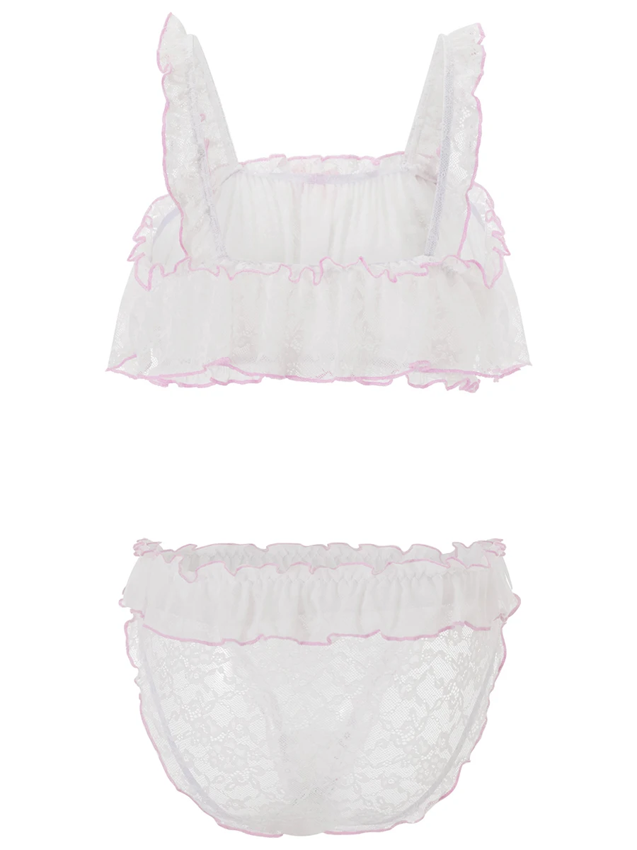 Женский комплект нижнего белья из прозрачного кружева мини-бант бюстгальтер с