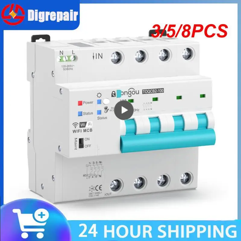 

3/5/8PCS Smart Life Remote Control Metering Switch 4p Measurement Circuit Breaker Wireless Timer Automatic Mcb Tuya 63a