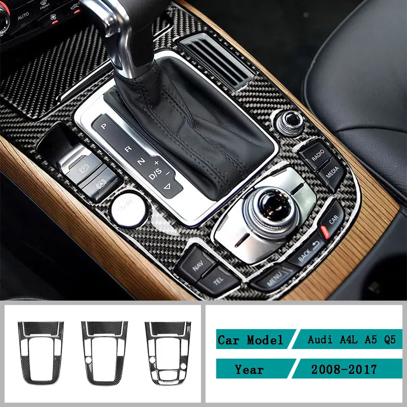 Купи Carbon Fiber Car Accessories Interior Control Gear Box Shift Panel Modification Cover Trim Stickers For Audi A4L A5 Q5 2008-2017 за 840 рублей в магазине AliExpress