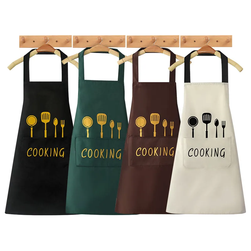 

Cooking Apron Waterproof Adult Oil Proof Apron Kitchen Pinafore Restaurant Aprons Woman Can Wipe Hands Apron Fork Print Pattern