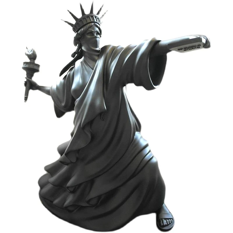 

2023 New 33cm Statue of Liberty Throw Torch Banksy Modern Art Sculpture Resin Craft Home Decoration Christmas Gift Collectibles