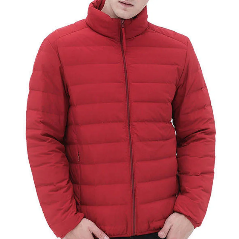 90 down white duck down new men's seamless one-piece woven down jacket light jacket winter slim collar Men's winter jackets
