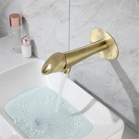 luxury brass basin faucet bathroom faucet sink mixer tap wall mounted faucet hot and cold blackbrushed gold mixer tap
